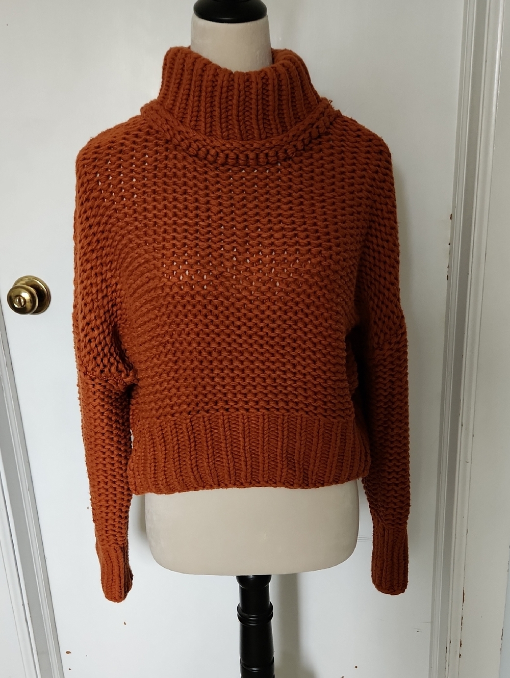 Free People My Only Sunshine Chunky Knit Sweater Rust Small